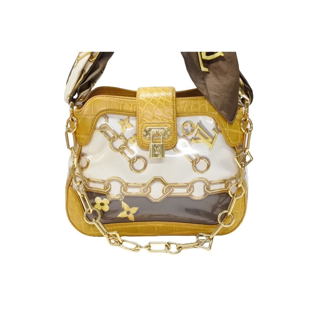 LOUIS VUITTON Sac Fleur Shoulder Bag Tote White Yellow - Picture 2 of 9